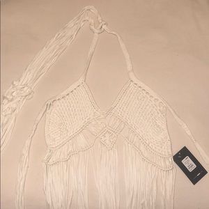 White Knitted Fridge Bralette Top